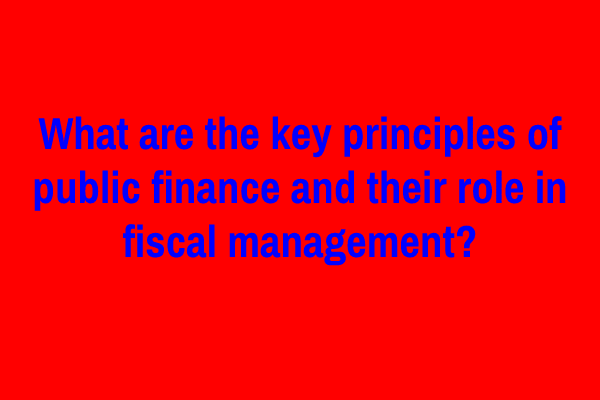 What are the key principles of public finance and their role in fiscal management?