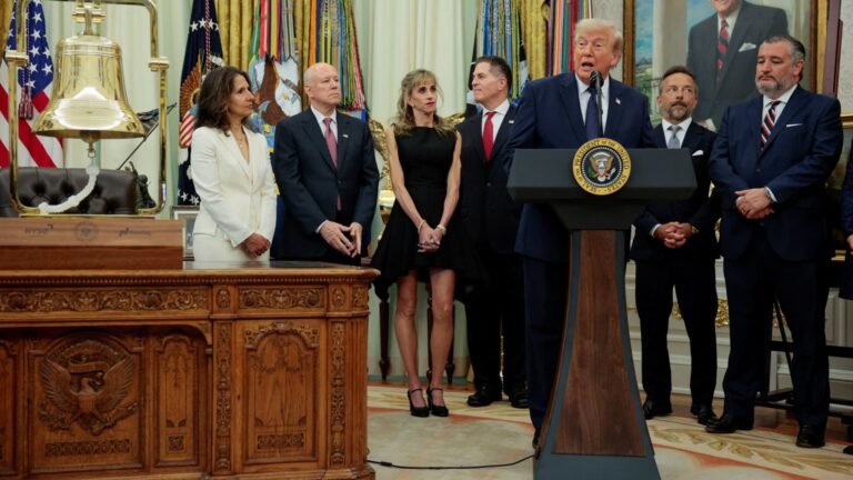 Trump plugs Dell at White House opening bell, shares soar