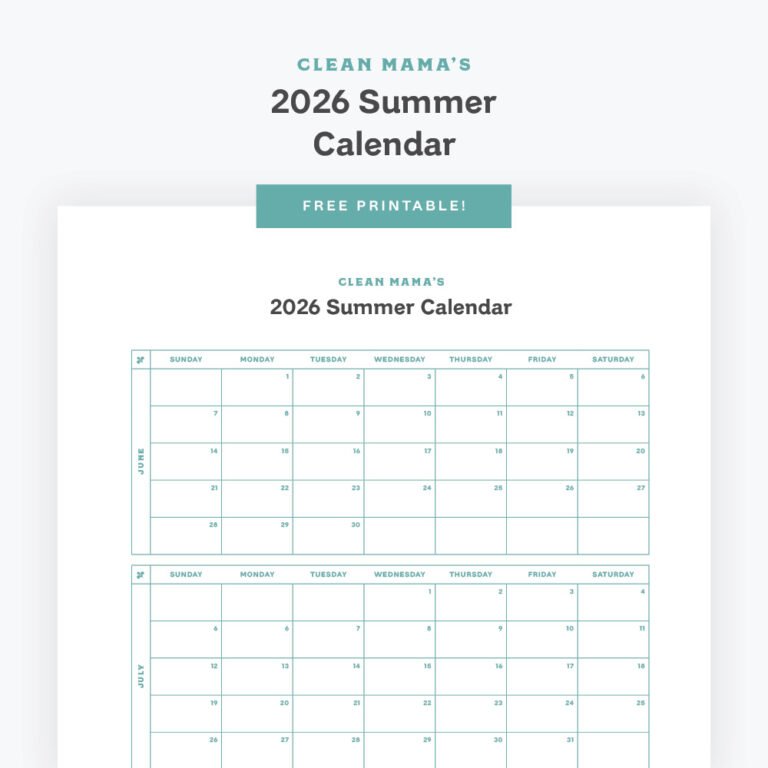 Free Summer 2026 Calendar – Clean Mama