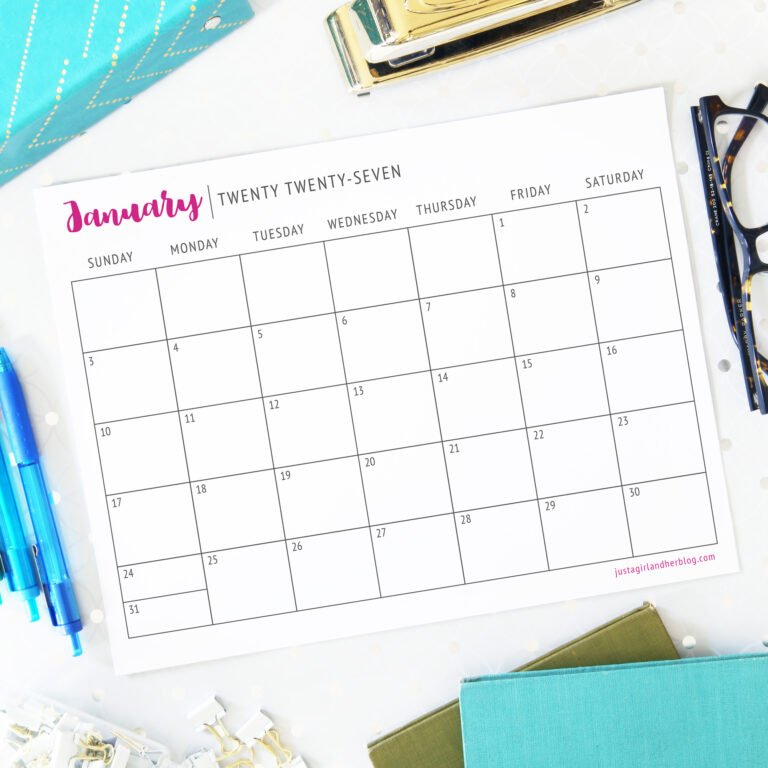Free Printable Calendar 2027 | Abby Organizes