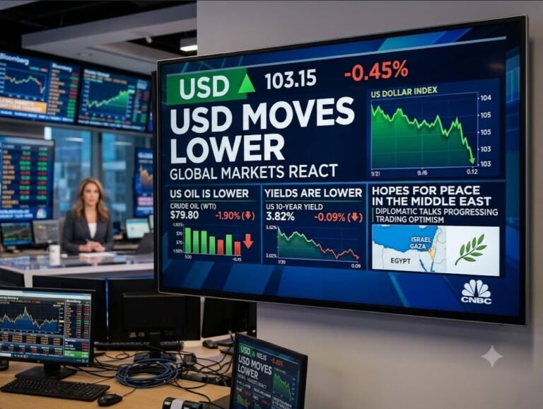 USD moves lower as markets flip. Crude oil lower.