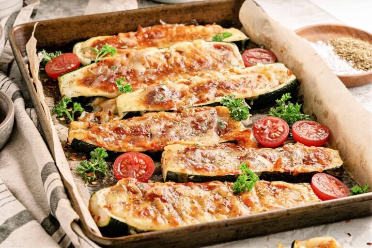 Low Carb Zucchini Pizza Boats