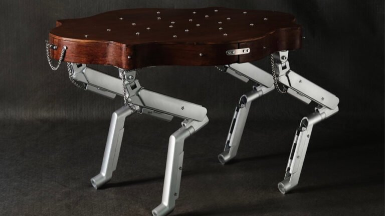 Alexandre Veillon Turns Vintage Table Into Robotic Dog With Articulated Arms