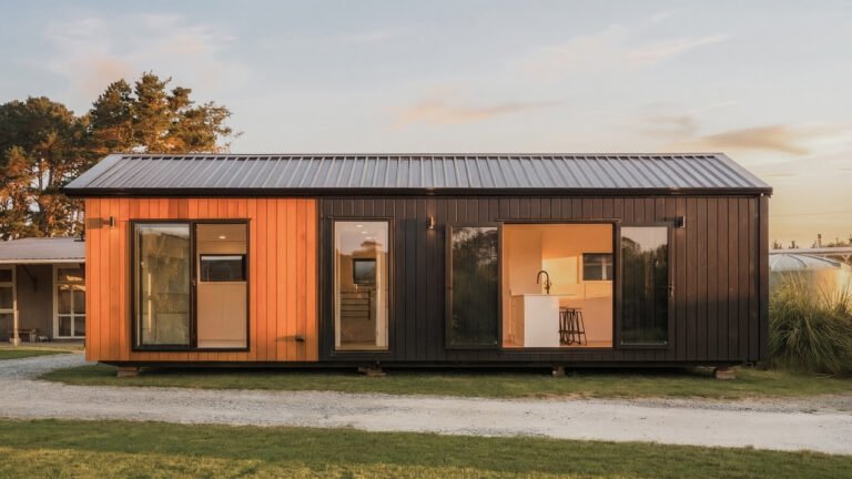 Athena Tiny House has Carpeted Bedrooms and Outdoor Shower