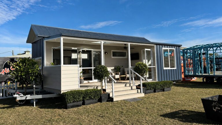 Balmoral Tiny House has a Porch With Outdoor Lounge & Kitchen