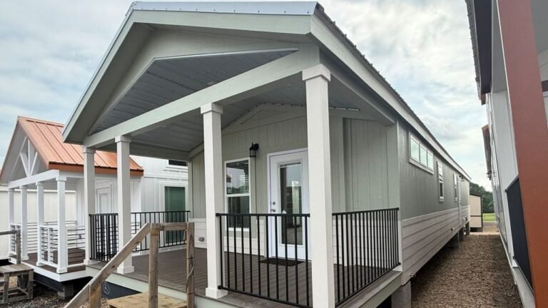 Single-Level Daniel Tiny House has Porch, Tub, and Kitchen Island