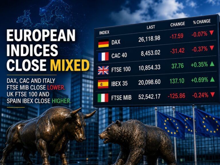 European shares close mixed; US tech stocks lags
