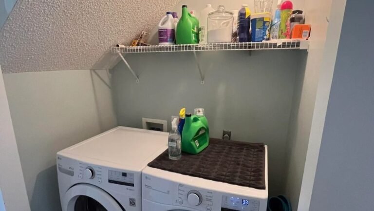 This Sloped Laundry Nook Lost Its Wire Shelf and Gained Built-In Storage