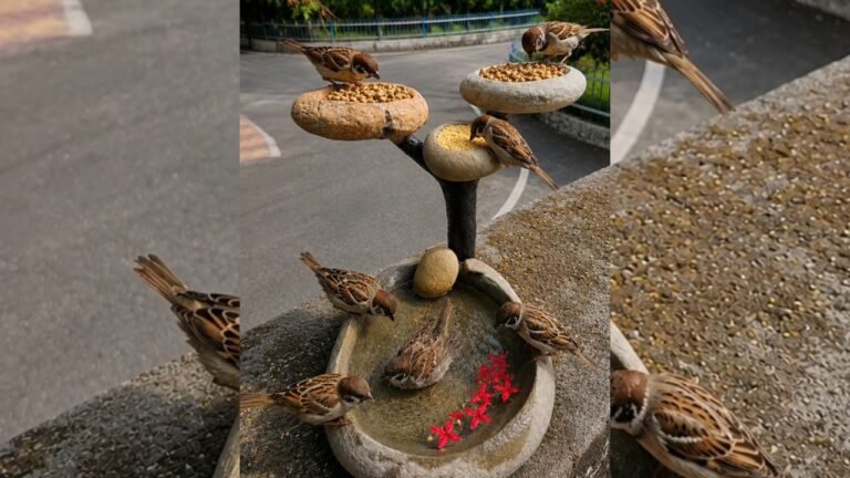 Indian Artist DIYs Stone Bird Feeder With Birdbath and It’s Ingenious